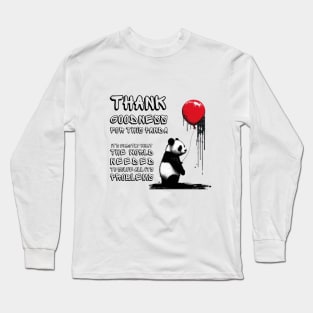 Panda with Red Balloon - A Satirical Take on Banksy's Girl with Balloon Long Sleeve T-Shirt